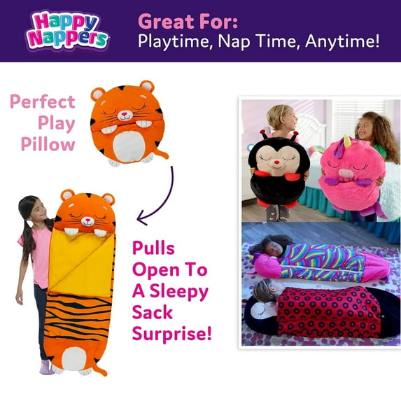 HAPPY NAPPERS PILLOW & SLEEPY SACK- TIGER (MEDIUM) - ORANGE - Scratch & Dent