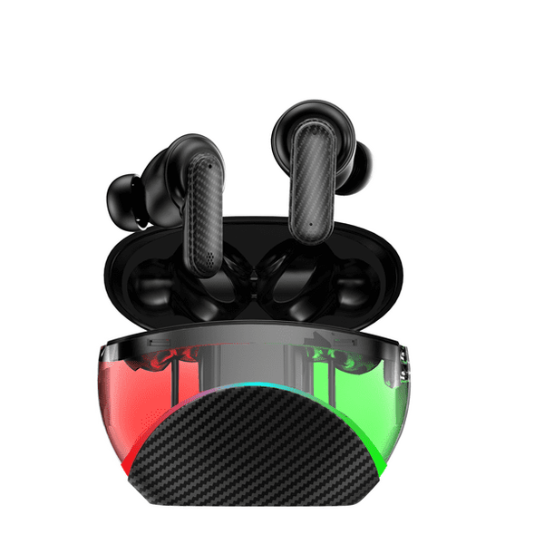 TIKVLA YW11 TRANSPARENT SHELL WIRELESS HEADPHONES STEREO IN-EAR - BLACK - Like New