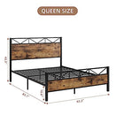 GAOMON QUEEN BED METAL PLATFORM BED FRAME VINTAGE WOOD PHO-OYJGKVRX - BROWN - Like New