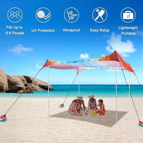 BEW BEACH TENT BEACH CANOPY SUN SHADE SAIL 10×10 FT CAMPING BEW-BEACHTENT-10X10 - Like New