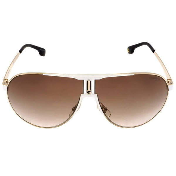 CARRERA METAL AVIATOR SUNGLASSES, WHITE GOLD FRAME BROWN GRADIENT LENSES, 66MM - Like New