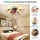 OSGNER Boho Ceiling Fan Lights Remote Small Rustic Farmhouse Lighting - Brand New