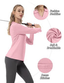 FKEEP WOMEN'S TENNIS GOLF SHIRT LONG SLEEVED V-NECK ATHLETIC - LIGHT PINK - S - Brand New