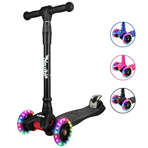 Scooters for Kids 3-12 Years Old, 4 Adjustable Height, 3 Light Up Wheels - Black - Like New