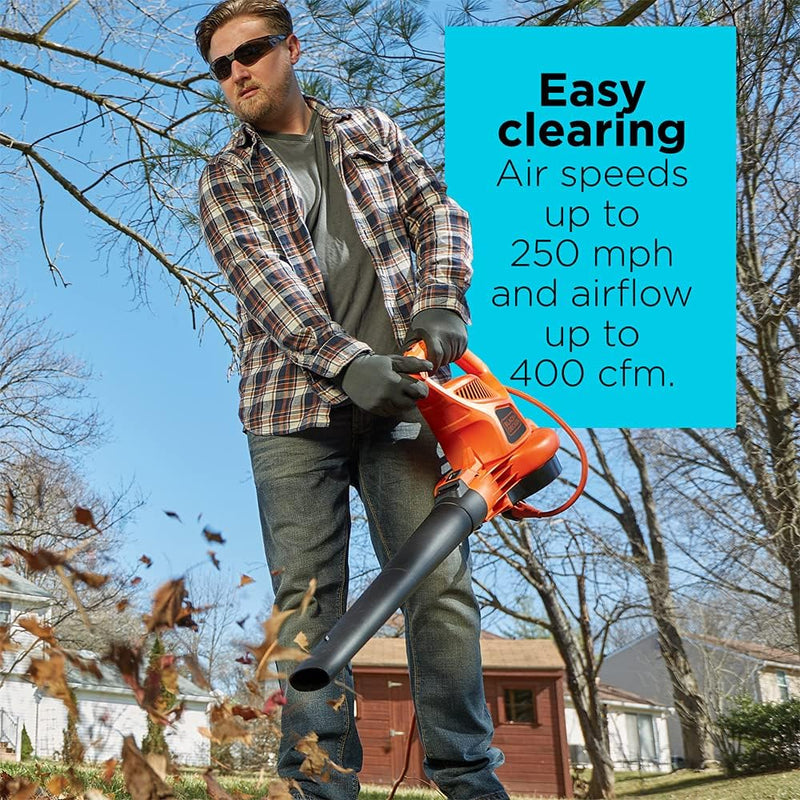 BLACK+DECKER Electric Leaf Blower, Leaf Vacuum and Mulcher 3 in 1 Corded -ORANGE - Like New