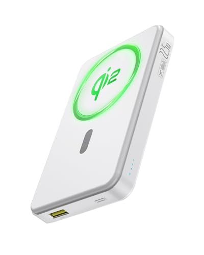 BASEUS MAGSAFE PORTABLE CHARGER FOR IPHONE, 10,000MAH 15W MAGPOWER BANK WHITE - Like New