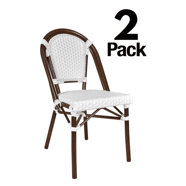 CHIVARI ARMLESS FRENCH BISTRO PATIO DINING CHAIR 2 CHAIR BUNDLE - WHITE - Like New