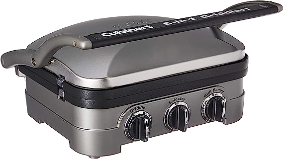 Cuisinart Griddler Gourmet 5 in 1 Countertop Griddle & Grill GR-4NFR - Silver Like New