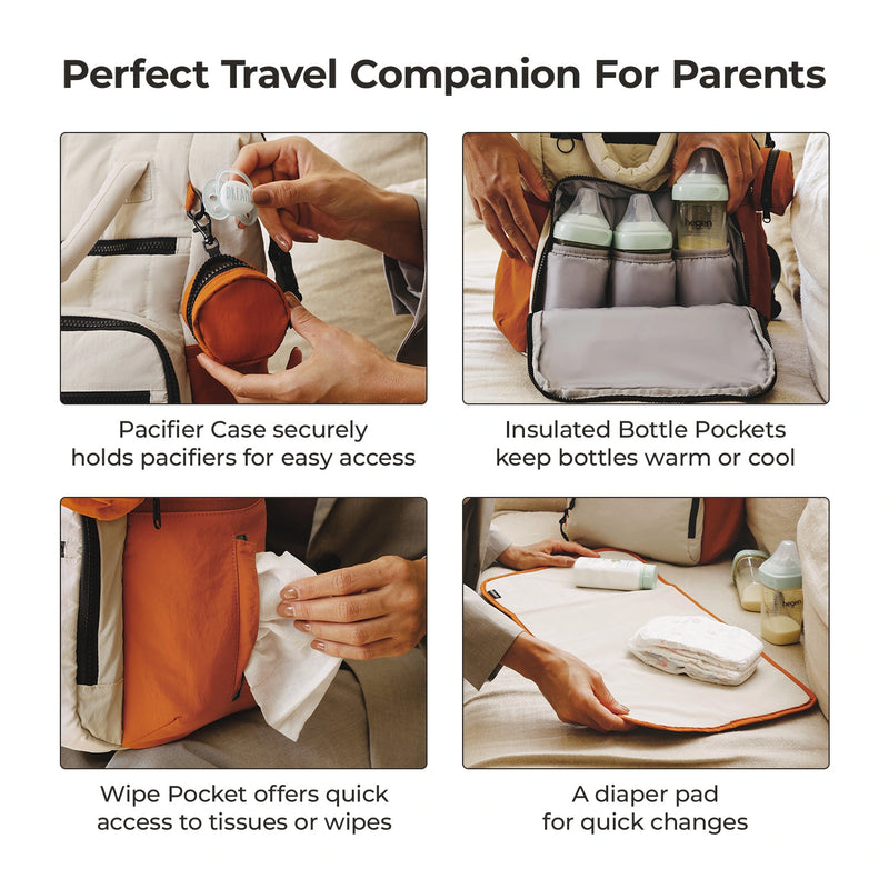 BAGSMART WALKER 14L KIDS BACKPACK W/ DETACHABLE PENCIL CASE - ORANGE/WHITE - Brand New