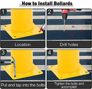B0BTHNR3MG Safety Bollards 42inch Yellow Powder Coated Safety Parking Barrier - Brand New