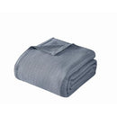 VINCE CAMUTO VIV11012 CLASSIC 100% BASKET WOVEN COTTON THROW BLANKET Dusty Blue - Brand New
