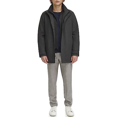 DOCKERS MEN'S WOOL MELTON TWO POCKET FULL LENGTH DUFFLE - SIZE: MEN S - CHARCOAL - Brand New