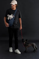 NOAH & PAW DOG SLING CARRIER FOR SMALL DOGS 5-18LB, PREMIUM TWILL - NAVY BLUE - Like New