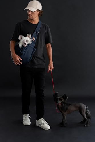 NOAH & PAW DOG SLING CARRIER FOR SMALL DOGS 5-18LB, PREMIUM TWILL - NAVY BLUE - Like New