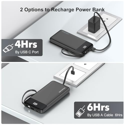 PENAOVER PORTABLE CHARGER 10000MAH 5 OUTPUT 2 INPUT, LED DISPLAY TW1016 - BLACK - Brand New
