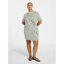TERRA & SKY PLUS FRONT TWIST DRESS SHORT SLEEVE SIZE 4X - PAPYRUS BEIGE STRIPE - Brand New
