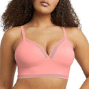 DM2322 MAIDENFORM WOMEN LACE TRIM TRIANGLE BRALETTE PULLOVER 2XL CORAL ZEST - Like New