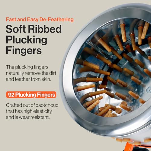 SuperHandy FP100-SH Chicken Plucker 1HP 120VAC - Stainless Steel GFCI - Orange - Like New