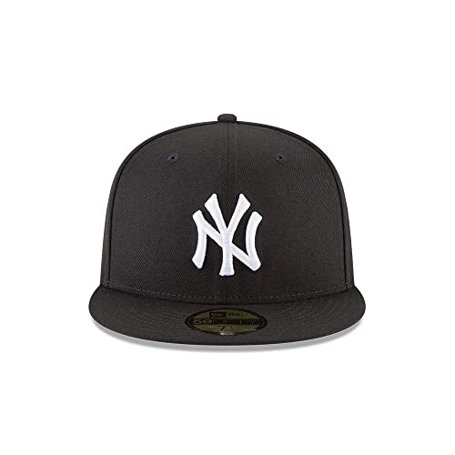 NEW ERA 59FIFTY NEW YORK YANKEES FITTED HAT SIZE: MEN 8 - BLACK/WHITE - Like New
