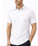 GALAXY BY HARVIC TAILOR MEN'S SHORT SLEEVE KNIT BUTTON DOWN SIZE: XL - WHITE - Like New