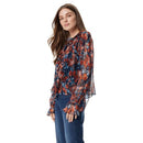30241018 SAM EDELMAN WOMEN'S JASLEEN RUFFLED LONG SLEEVE NAVY-FLORA FUTURA XS - Brand New