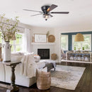 PARROT UNCLE F6386-PU RUSTIC LOW PROFILE CEILING FAN CHANDELIER LIGHT - BLACK - Like New