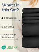 CGK LINENS Extra Deep Full Sheet Set 6 Piece Breathable and Cooling Sheets Black - Like New