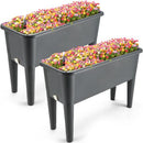 YUNGYAN 2 PCS 13.2 GALLON RAISED GARDEN BED PLASTIC PLANTER - GREY - Like New