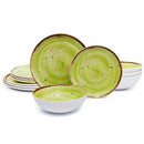 TP 12-PIECE DINNERWARE SET MELAMINE DISHES AND BOWLS SET WITH PLATES - GREEN - Like New