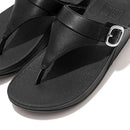 ES8-090 FITFLOP LULU ADJUSTABLE LEATHER TOE-POST SANDALS WOMEN SIZE 6 BLACK - Like New