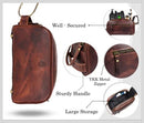 10" Premium Leather Toiletry Travel Pouch King-Size Vintage Dopp - Dark Brown - Like New
