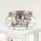 Parrot Uncle Industrial 3-Light Metal Cage Low Profile Ceiling Fan Light Remote - Like New