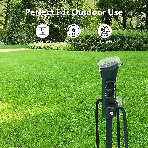 BN-LINK Outdoor Power Stake Timer 6 Grounded 6ft Extension - Scratch & Dent