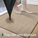 LUMI ULTRA THIN INDOOR DOOR MAT 17X30, NON-SLIP RUBBER DIRT TRAPPER - KHAKI - Brand New