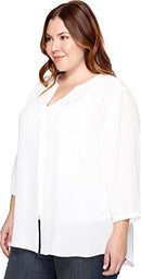 WS1F0537 NYDJ WOMENS PLUS SIZE PINTUCK BLOUSEBLOUSE WOMEN 1X WHITE - Brand New