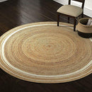 VE-RUG-VIPANTH-EXPORTS-BEIGE-WHITE-LINE-6-FEET-ROUND-72-X-72-INCHES - Brand New