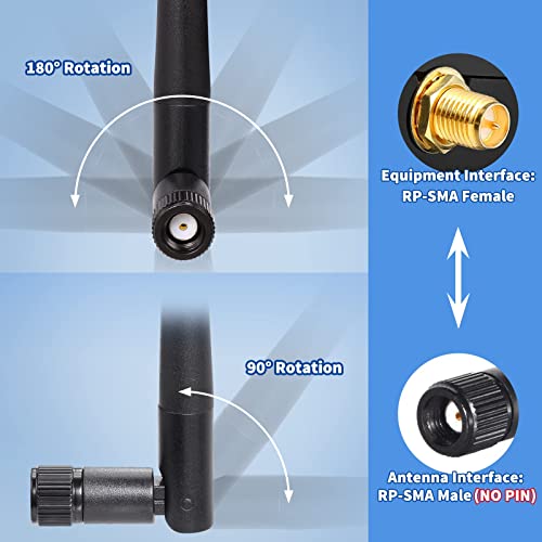 Bingfu Dual Band WiFi 2.4GHz 5GHz 5.8GHz 3dBi MIMO RP-SMA Male Antenna 4-Pack - Like New