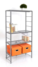 ORIGAMI R2 ADJUSTABLE 4-TIER METAL SHELF RACK ON WHEELS - GRAY - Like New