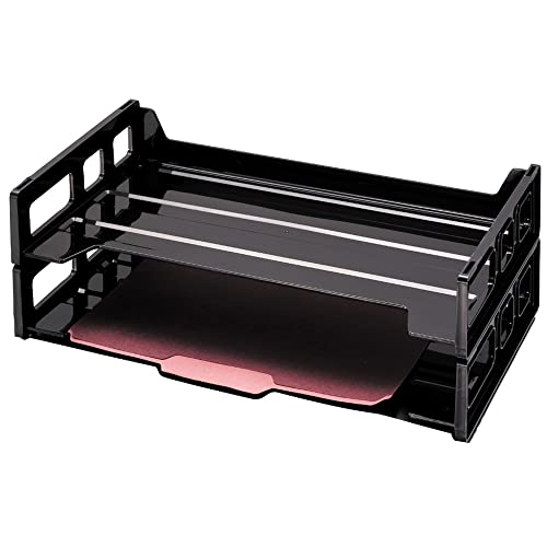 OFFICE DEPOT 30% RECYCLED LEGAL-SIZE DESK TRAYS, 9" X 16 1/4", BLACK, PACK OF 2 - Brand New