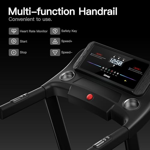 UMAY FITNESS HOME FOLDING INCLINE TREADMILL WITH PULSE SENSORS - BLACK - Like New