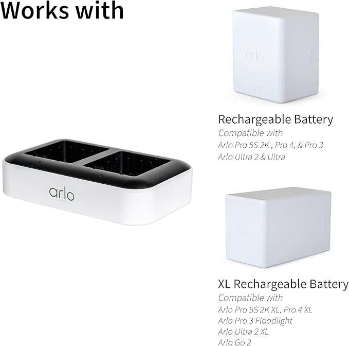 Arlo Dual Charging Station Charge up to Two Batteries VMA5400C - White New