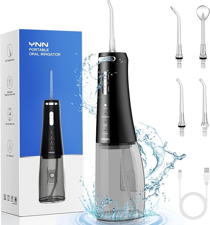 YNN Water Flosser 300ML Larger Tank 5 replaceable nozzles 4 Modes FC5090 - BLACK Like New