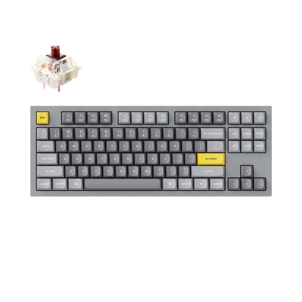 KEYCHRON Q3 QMK KEYBOARD GATERON PRO BROWN HOT SWAPPABLE SWITCHES - SILVER GRAY - Like New