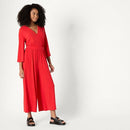 AMAZON ESSENTIALS WOMEN'S WIDE-LEG JUMPSUIT SIZE L BRIGHT POPPY RED - Brand New