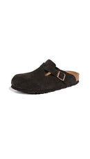 0660461 BIRKENSTOCK UNISEX BOSTON SOFT FOOTBED, MOCHA SUEDE, 40 M EU, SIZE 7 - Like New