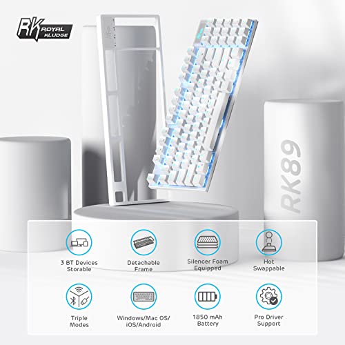 RK ROYAL KLUDGE RK89 85% Triple Mode BT5.0/2.4G/USB-C Hot Swappable Blue Switch - Like New