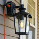 Home Luminaire Spence 1-Light Outdoor Wall Lantern Seeded Glass 31703 - Black - Like New