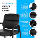 Oline Leather Guest Chair Padded Arms Reception Meeting Conference Waiting Room - Brand New