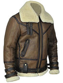 William Jacket Men's Distress RAF Aviator B3 Bomber Real Shearling X-Large - Brand New