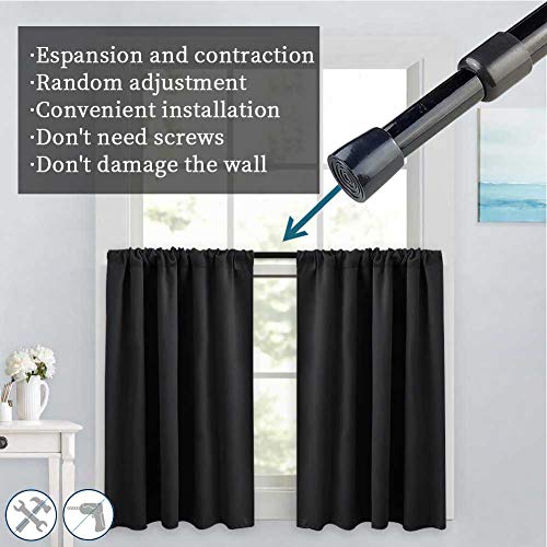 AIJIEGUANG SPRING TENSION CURTAIN RODS 28-43" ADJUSTABLE TENSION - BLACK - Brand New